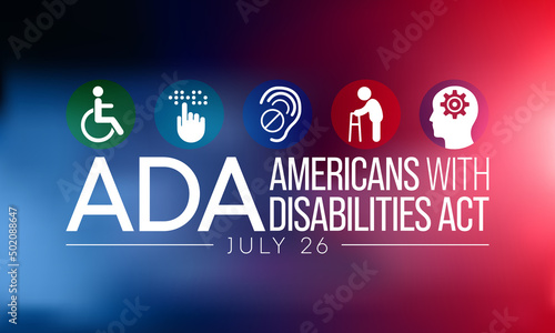 Tableau sur toile The Americans with disability act is observed every year on July 26, ADA is a civil rights law that prohibits discrimination based on disability