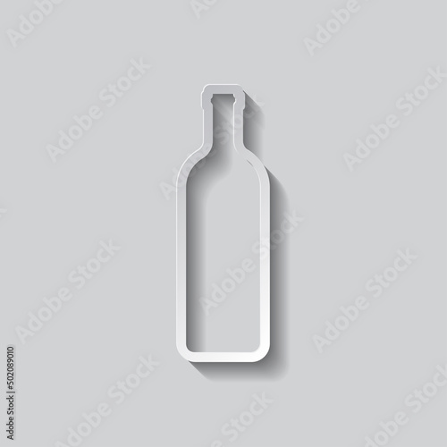 Bottle simple icon vector. Flat design. Paper style with shadow. Gray background.ai