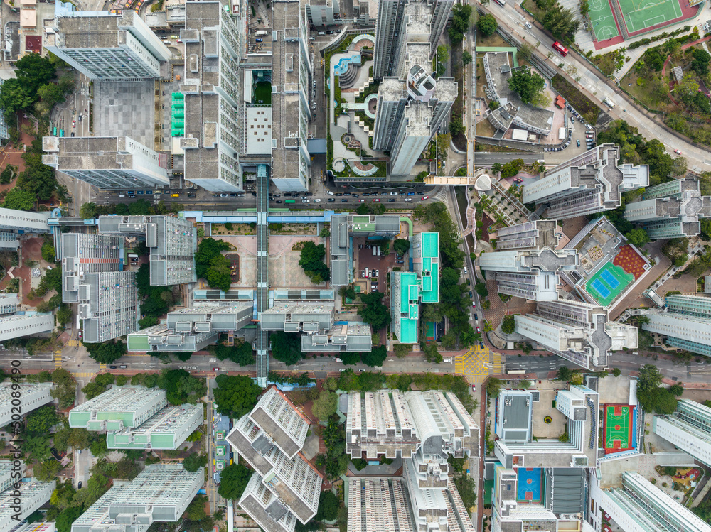 Top down view of Hong Kong public house estate