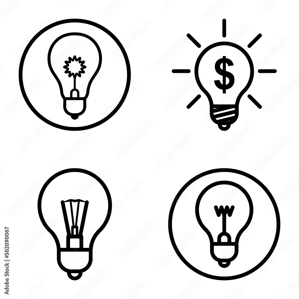 Lightbulbs1-3 Flat Icon Set Isolated On White Background Lightbulbs1-3 Flat Icon Set Isolated On White Background