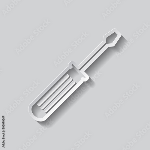Screwdriver simple icon vector. Flat design. Paper style with shadow. Gray background.ai © Leo Kavalli