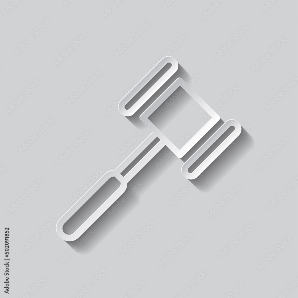 Hammer simple icon. Flat design. Paper style with shadow. Gray background.ai Hammer simple icon. Flat design. Paper style with shadow. Gray background.ai