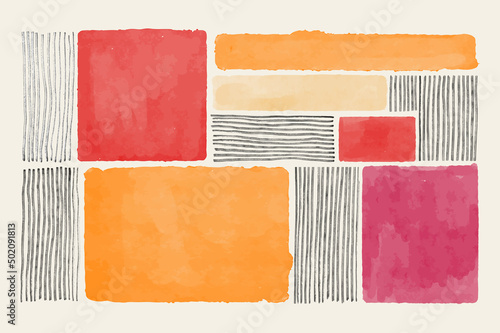 Abstract Hand Painted Background Illustrations for Wall Decoration Art, Postcard, Social Media Banner, Brochure Cover Design Background. Modern Abstract Painting Artwork. Vector Pattern