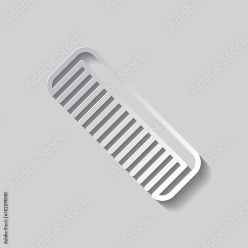 Hairbrush simple icon. Flat design. Paper style with shadow. Gray background.ai