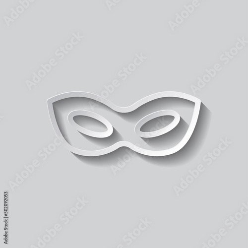 Mask simple icon. Flat design. Paper style with shadow. Gray background.ai
