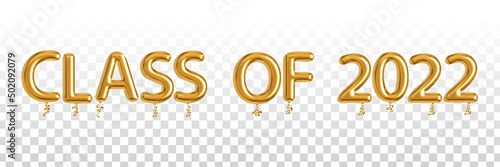 Vector realistic isolated golden balloon text of Class of 2022 on the transparent background.
