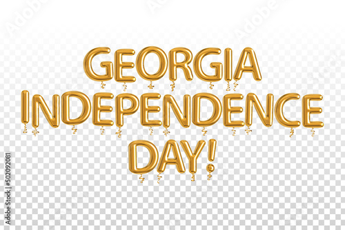 Vector realistic isolated golden balloon text of Georgia Independence Day on the transparent background.