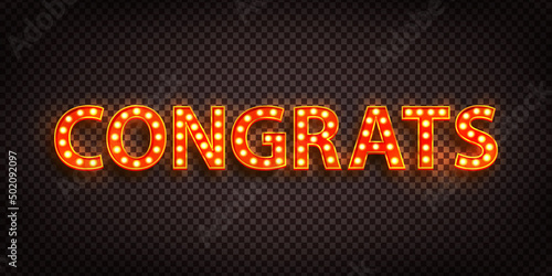 Vector realistic isolated marquee text of Congrats on the transparent background. photo