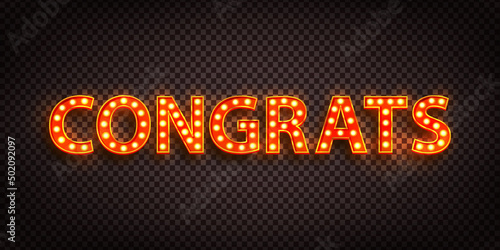 Vector realistic isolated marquee text of Congrats on the transparent background.