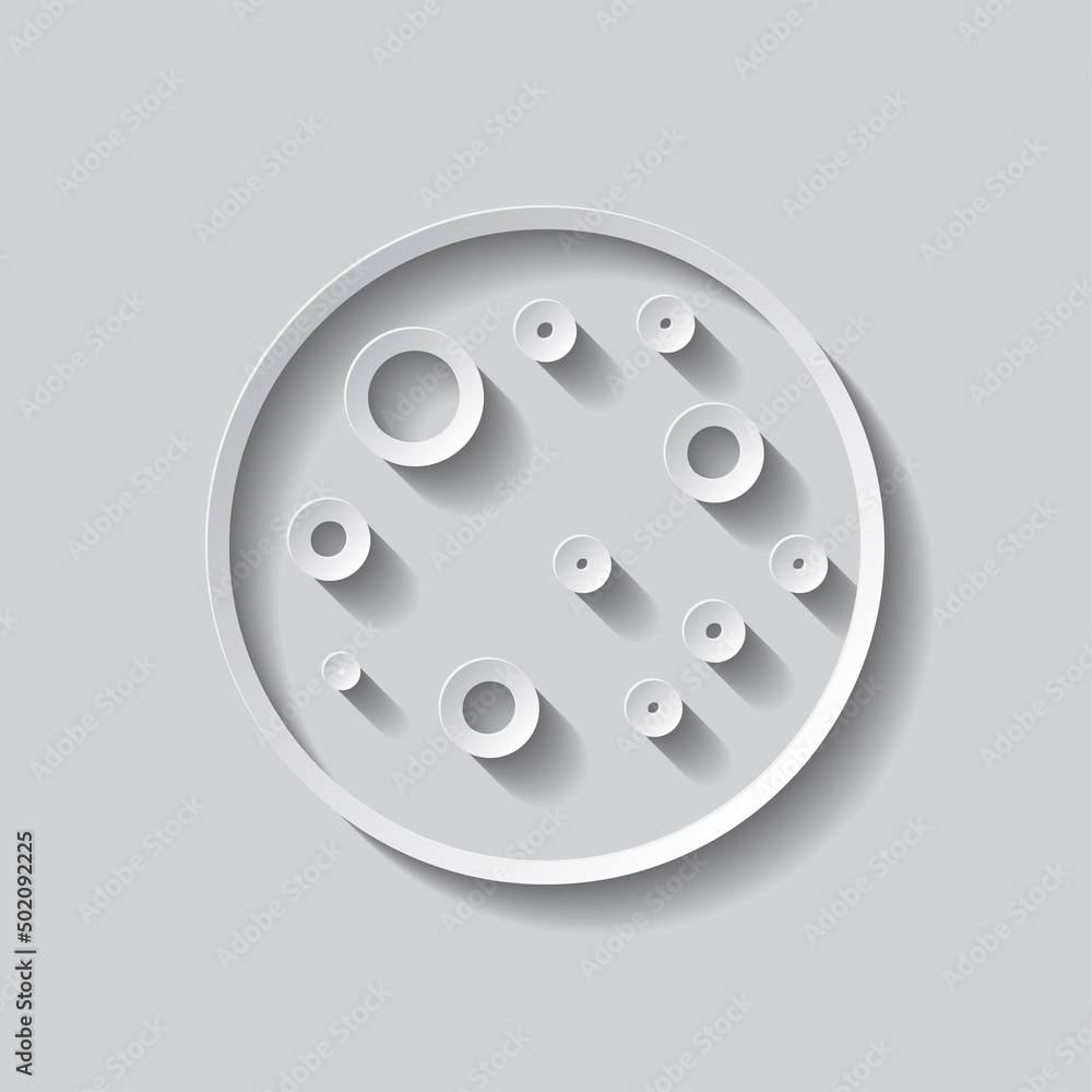 Fototapeta premium Moon simple icon. Flat design. Paper style with shadow. Gray background.ai