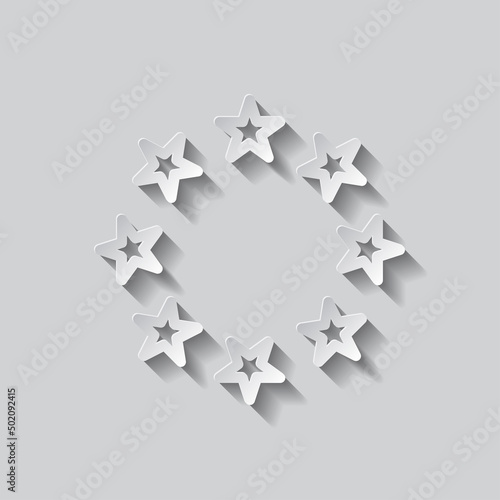 Fototapeta Naklejka Na Ścianę i Meble -  Round star simple icon. Flat design. Paper style with shadow. Gray background.ai