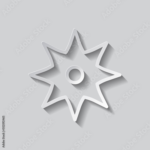 Shuriken simple icon. Flat design. Paper style with shadow. Gray background.ai