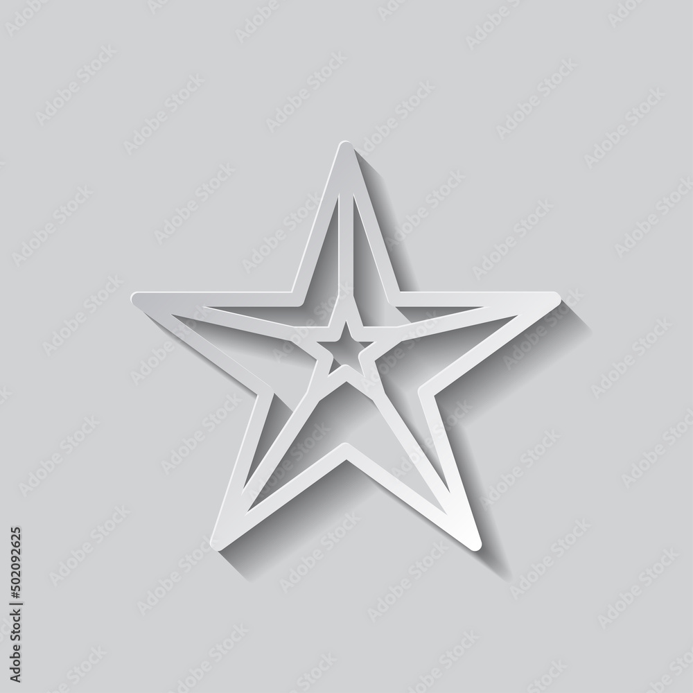 Star simple icon. Flat design. Paper style with shadow. Gray background.ai Star simple icon. Flat design. Paper style with shadow. Gray background.ai