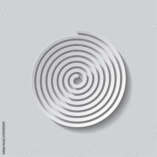Spiral simple icon. Flat design. Paper style with shadow. Gray background.ai