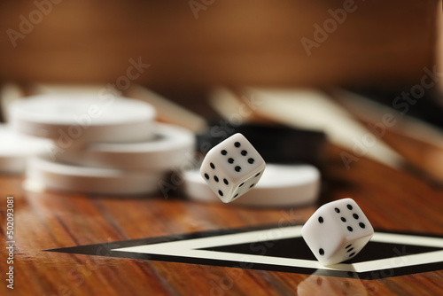 Canvastavla backgammon dice rolling