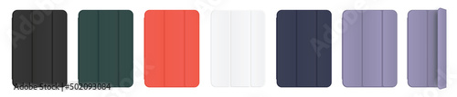 Set of realistic Case for tablet in different color, vector illustration
