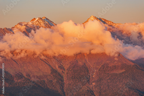 Fototapeta Naklejka Na Ścianę i Meble -  Caucasus mountains at sunset time. Sochi.