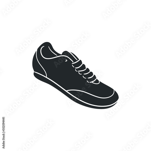Running Shoe Icon Silhouette Illustration. Sneakers Vector Graphic Pictogram Symbol Clip Art. Doodle Sketch Black Sign.
