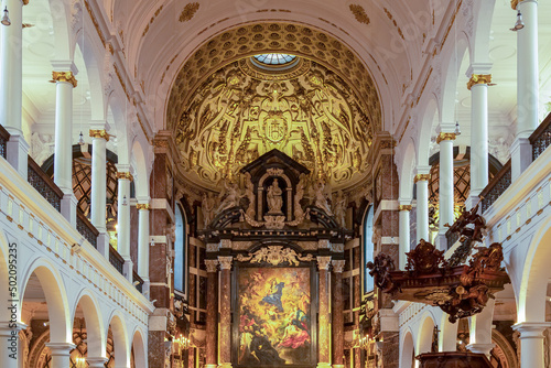 Interior of the Saint Carolus Borromeus Church in the center of Antwerp.