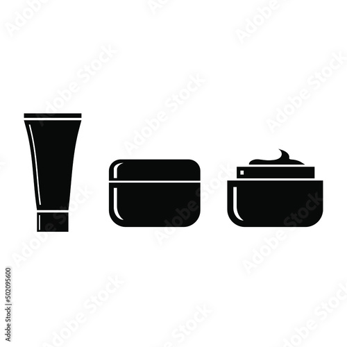 Plastic Makeup Cosmetic Jar Pot Face Cream Skin Lotion Bottle White cream jar. Plastic cosmetic container, vector mockup. Face skin care creme package, front view. Round clear glossy makeup pot for co