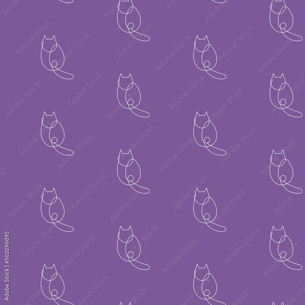 Seamless pattern with cats in the style of line art Seamless pattern with cats in the style of line art