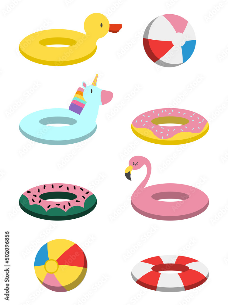 Rubber swimming ring icon isolated on white background. Life saving floating lifebuoy for beach, rescue belt for saving people. Set icons colorful. Vector Illustration EPS