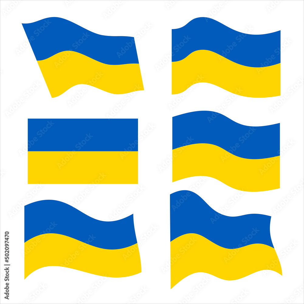 Obraz premium Set of vector designs of the national flag of Ukraine
