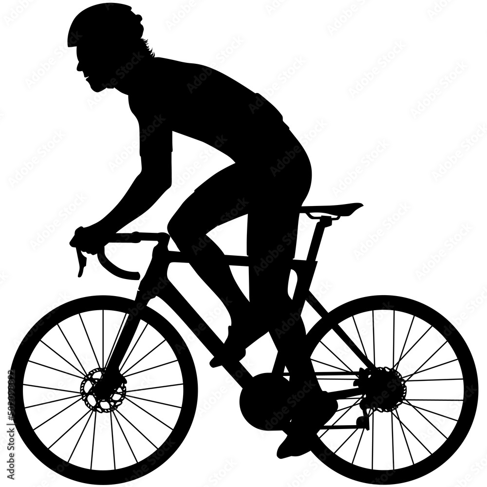 Professional racing cyclist, sport cyclist riding a racing bike, triathlon street sport Aero road bike in motion. Detailed vector realistic silhouette Professional racing cyclist, sport cyclist riding a racing bike, triathlon street sport Aero road bike in motion. Detailed vector realistic silhouette