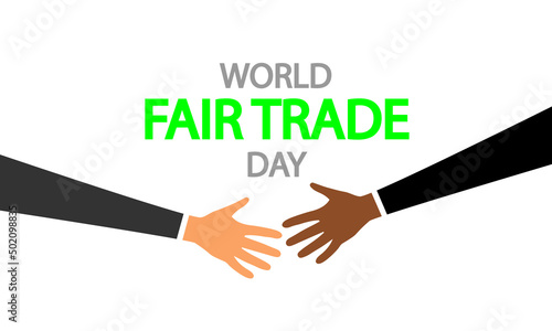 World fair trade day handshake, vector art illustration.