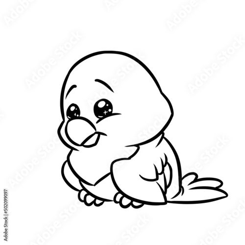 Parrot little bird coloring page cartoon illustration © efengai