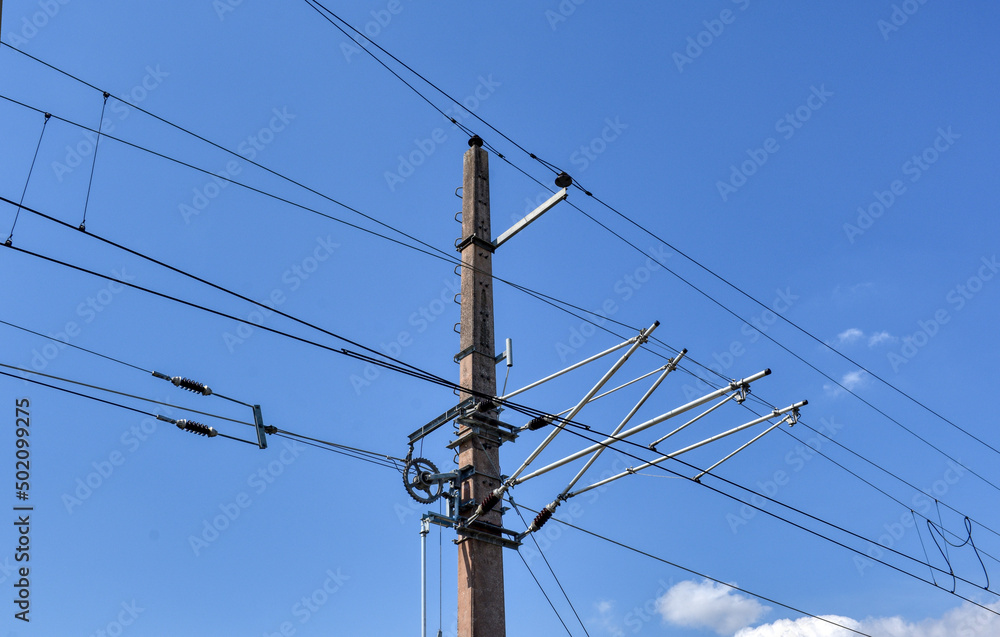Eisenbahn, Bahnhof, Oberleitung, Ober-Grafendorf, Mariazellerbahn, Gleis, Schiene, Oberleitungsmast, Draht, Fahrdraht, Ausleger, Isolator, Strom, Elektrizität, Spannung, Hochspannung, Energie, elektri Eisenbahn, Bahnhof, Oberleitung, Ober-Grafendorf, Mariazellerbahn, Gleis, Schiene, Oberleitungsmast, Draht, Fahrdraht, Ausleger, Isolator, Strom, Elektrizität, Spannung, Hochspannung, Energie, elektri