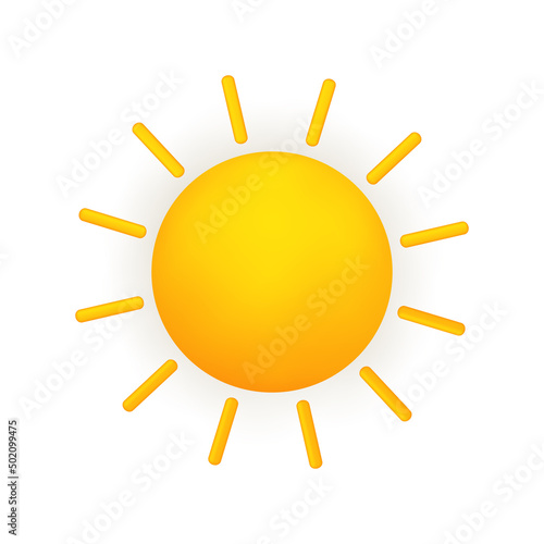 Sun. Cute weather realistic icon. 3d cartoon
