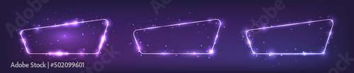 Set of neon frames with shining effects