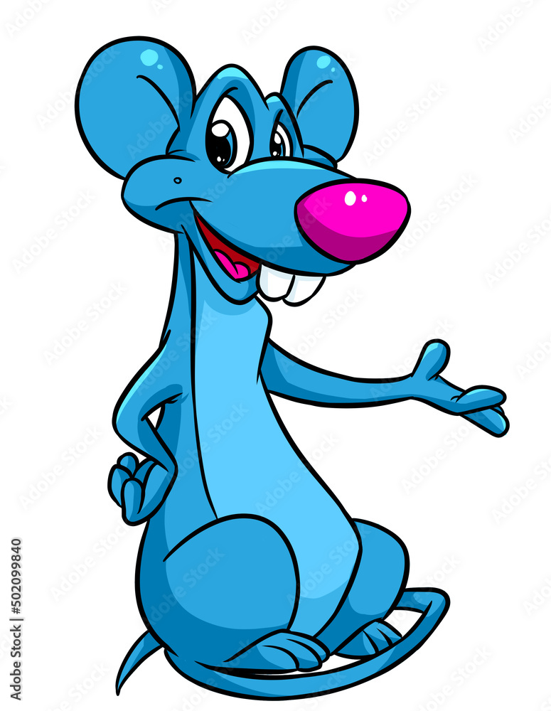 Cheerful rat sitting looking cartoon illustration Cheerful rat sitting looking cartoon illustration