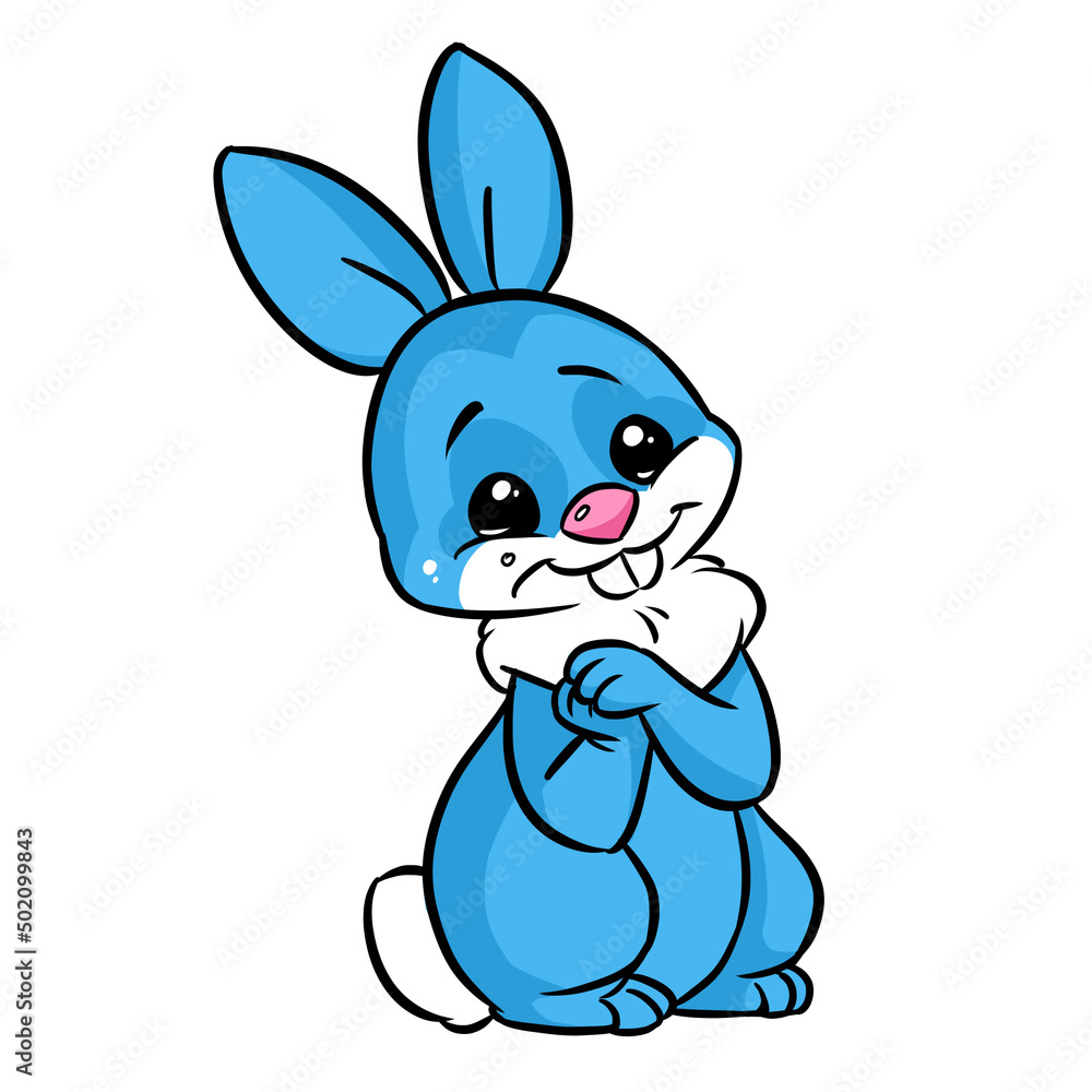 Fototapeta premium Little cute rabbit looks joy cartoon illustration