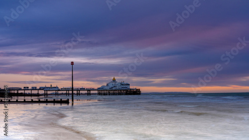 Mid-winter sunrsie on Eastbourne Pier  East Sussex  UK