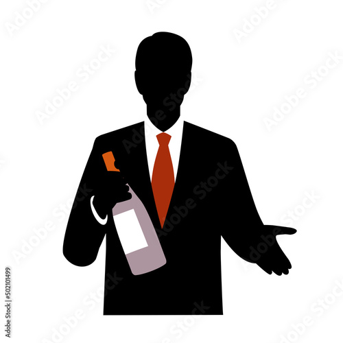 Silhouette of the man having a bottle