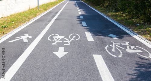 Cycle lane and pedestrian road signs