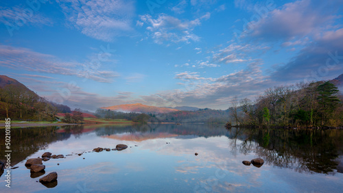 Spring sunrise over Rydal Water in the Lake District National Park