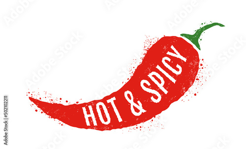 Fotografie, Tablou Vintage vector illustration of chilli pepper