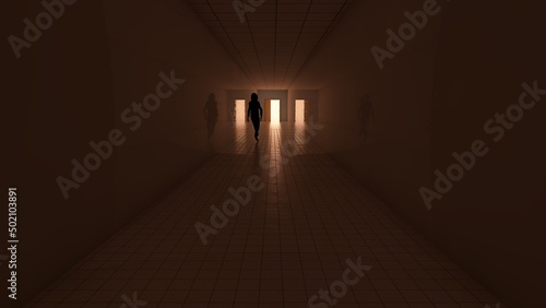 dark tunnel corridor in building liminal space © Hirzan