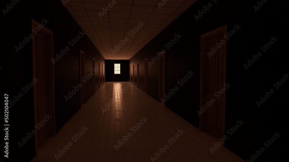 dark tunnel corridor in building liminal space dark tunnel corridor in building liminal space