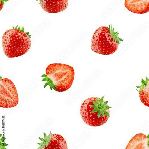 Strawberry isolated on white background, SEAMLESS, PATTERN