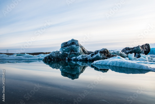 Jokulsarlon Ice Lagoon in south Iceland on a sunny spring day