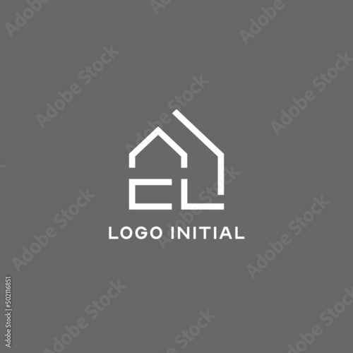 Monogram CL house roof shape, simple modern real estate logo design