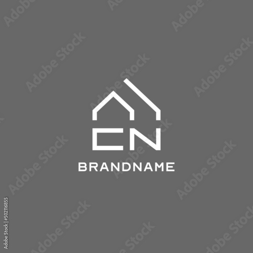 Monogram CN house roof shape, simple modern real estate logo design