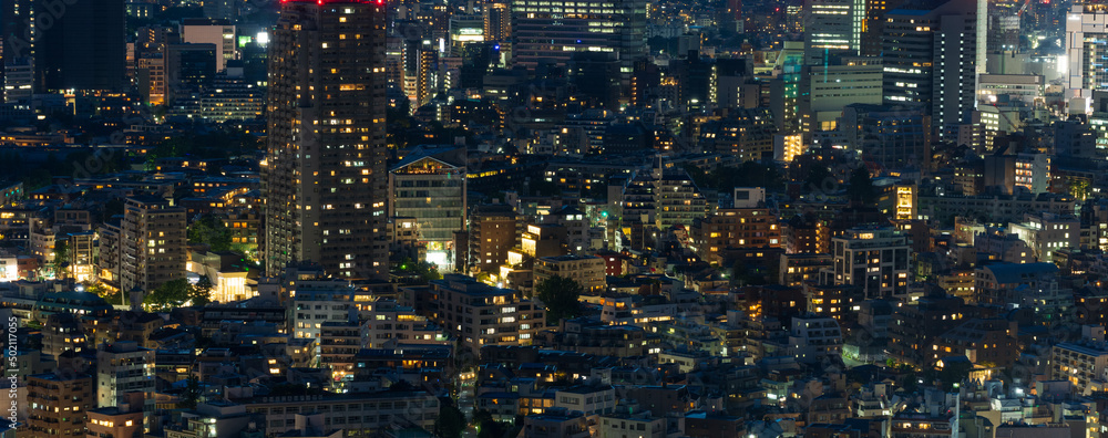 Urban landscape with dense buildings at central Tokyo area at night. Urban landscape with dense buildings at central Tokyo area at night.