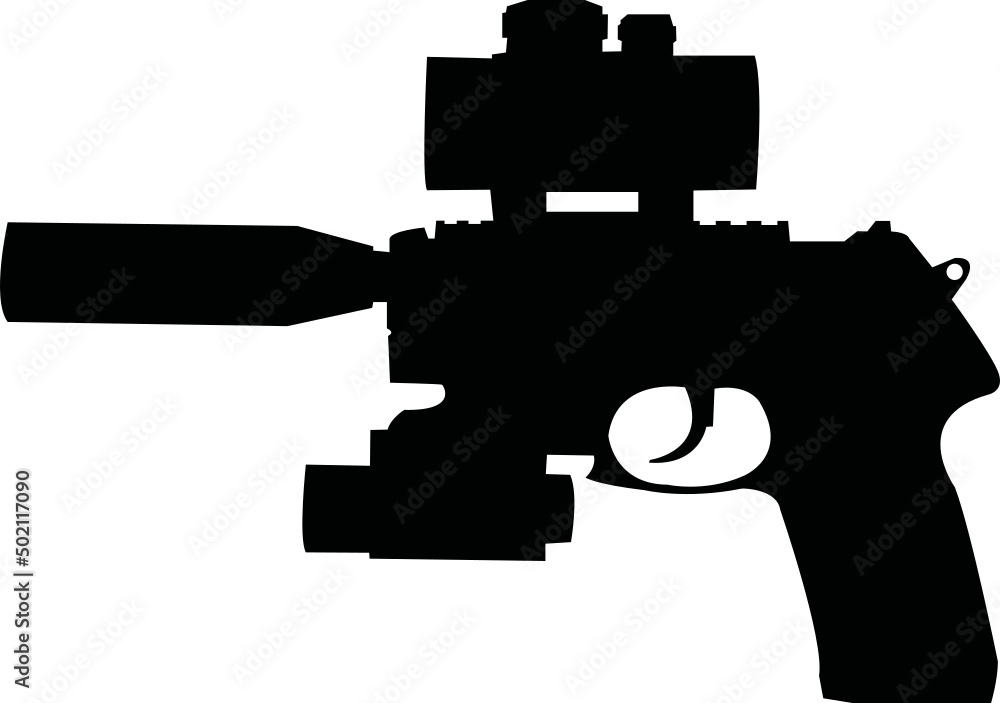Silance Pistol hand pistol gun svg vector for cricut and silhouette
