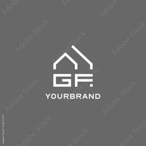 Monogram GF house roof shape, simple modern real estate logo design