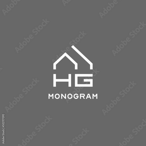 Monogram HG house roof shape, simple modern real estate logo design